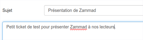 Mail envoyé à Zammad